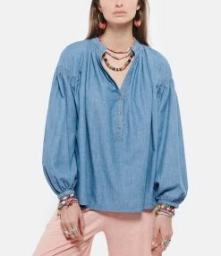 Vanessa Bruno Blouse Nipoa Coton Chambray -Majestic Filatures shop vbrun look20220209 354