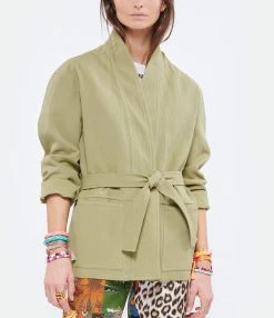Vanessa Bruno Veste Terenzio Coton Lin Kaki -Majestic Filatures shop vbrun look20220301 395