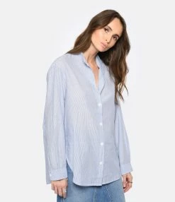 Vanessa Bruno Chemise Lidiane Coton Blanc Bleu 7 Vanessa Bruno Chemise Lidiane Coton Blanc Bleu -Majestic Filatures shop vbrun look20221207 281