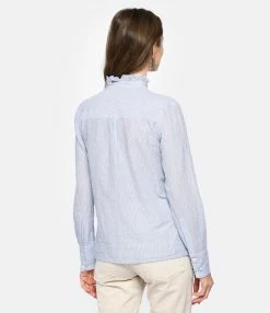 Vanessa Bruno Chemise Nicolas Coton Blanc Bleu -Majestic Filatures shop vbrun look20221207 334