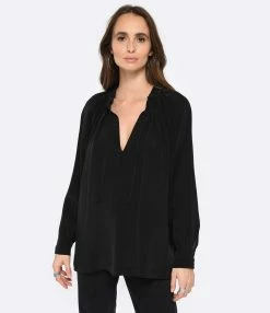 Vanessa Bruno Chemise Anita Soie Noir -Majestic Filatures shop vbrun look20221215 444