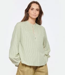 Vanessa Bruno Blouse Mederic Coton Vert D'Eau -Majestic Filatures shop vbrun look20230104 59