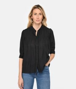Vanessa Bruno Blouse Arsene Coton Noir 7 Vanessa Bruno Blouse Arsene Coton Noir -Majestic Filatures shop vbrun look20230111 622