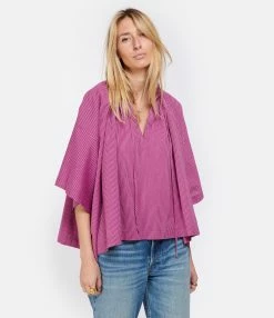 Vanessa Bruno Blouse Tyliam Coton Violet -Majestic Filatures shop vbrun look20230125 193