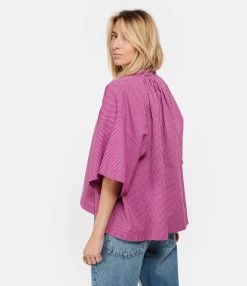 Vanessa Bruno Blouse Tyliam Coton Violet -Majestic Filatures shop vbrun look20230125 200