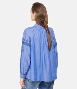 Vanessa Bruno Chemise Anita Coton Bleu -Majestic Filatures shop vbrun look20230131 387