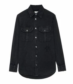 Zadig & Voltaire Chemise Teros Coton Denim Noir