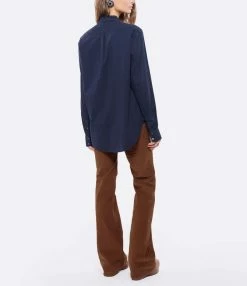 XIRENA Chemise Beau Coton Bleu Navy -Majestic Filatures shop xiren look20211012 43