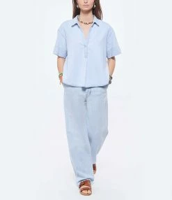 XIRENA Blouse Chayse Coton Bleu -Majestic Filatures shop xiren look20220323 111