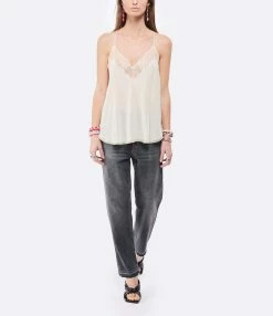 Zadig & Voltaire Top Caraco Christy Soie Écru -Majestic Filatures shop zadig look20211228 495