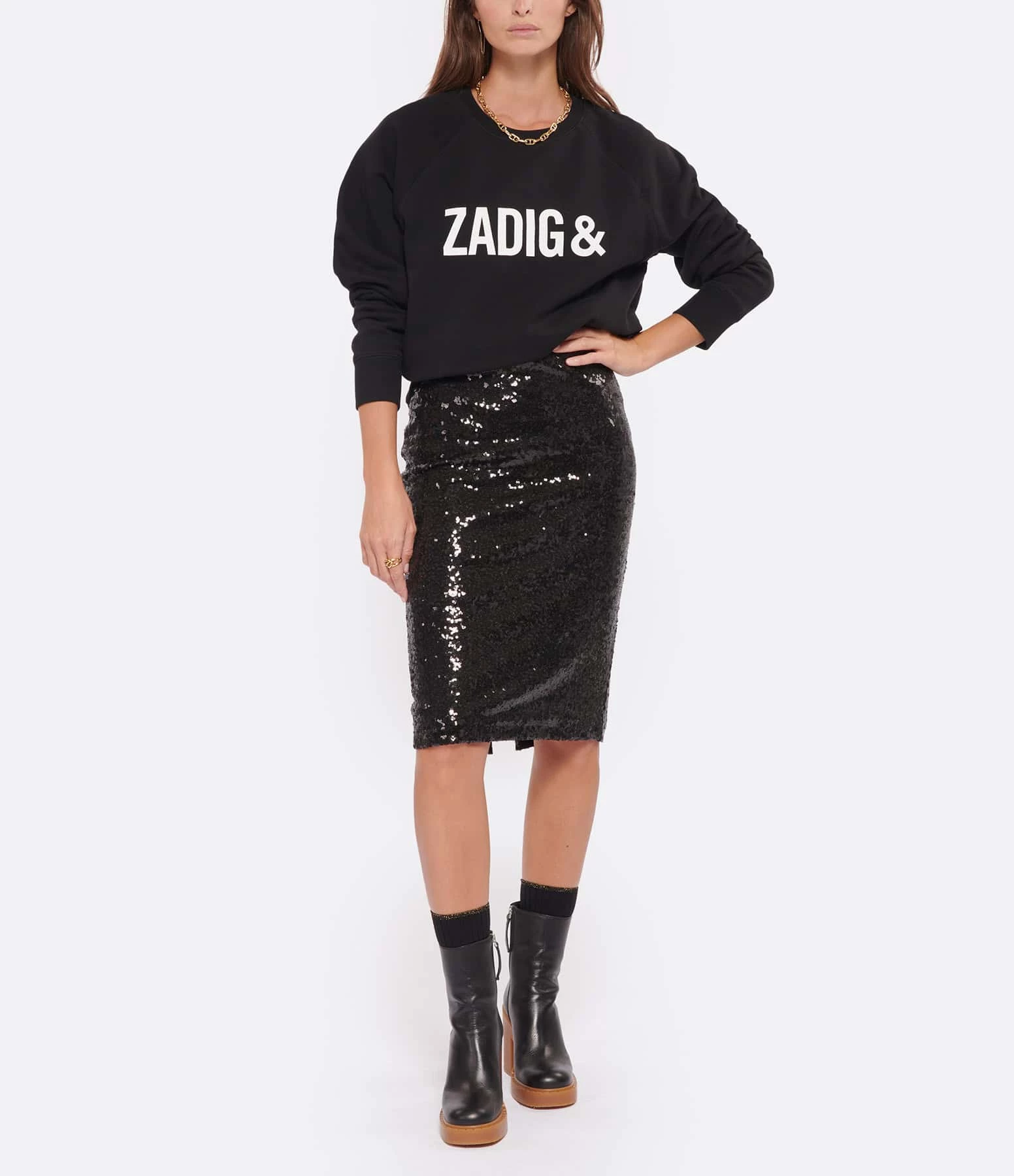 Zadig & Voltaire Sweatshirt Upper ZV Coton Noir 6 Zadig & Voltaire Sweatshirt Upper ZV Coton Noir – Image 6
