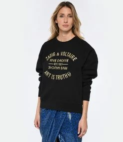 Zadig & Voltaire Sweatshirt Upper Blason Coton Noir -Majestic Filatures shop zadig look20221214 650