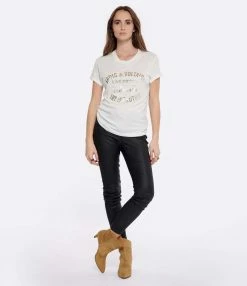 Zadig & Voltaire Tee-shirt Walk Blason Coton Blanc Doré -Majestic Filatures shop zadig look20221222 308