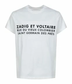 Zadig & Voltaire Tee-shirt Zoe ZV Address Coton Blanc