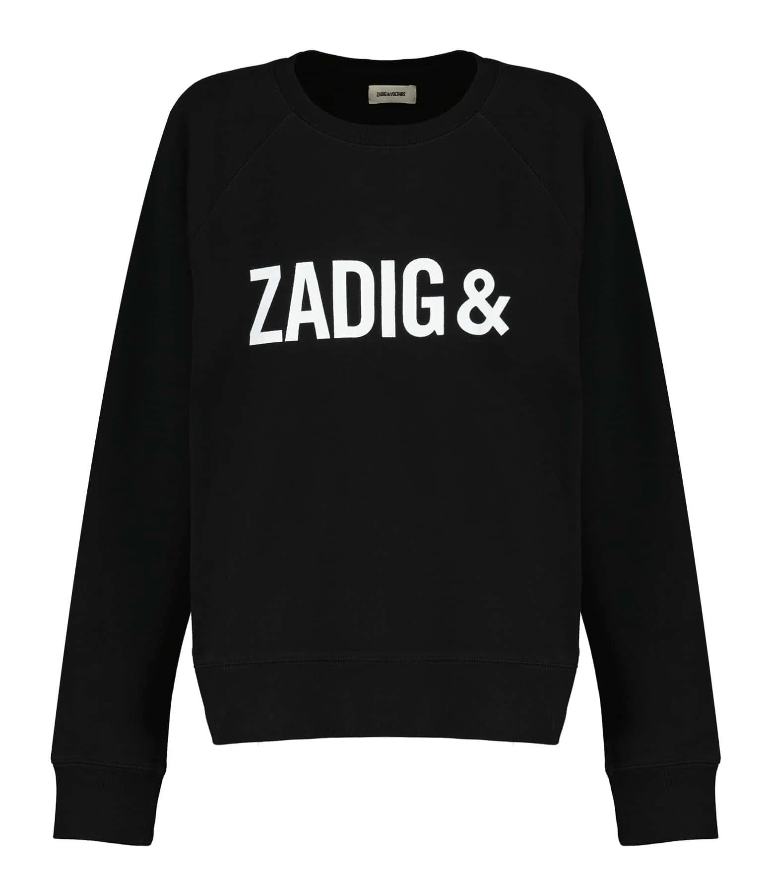 Zadig & Voltaire Sweatshirt Upper ZV Coton Noir 1 Zadig & Voltaire Sweatshirt Upper ZV Coton Noir