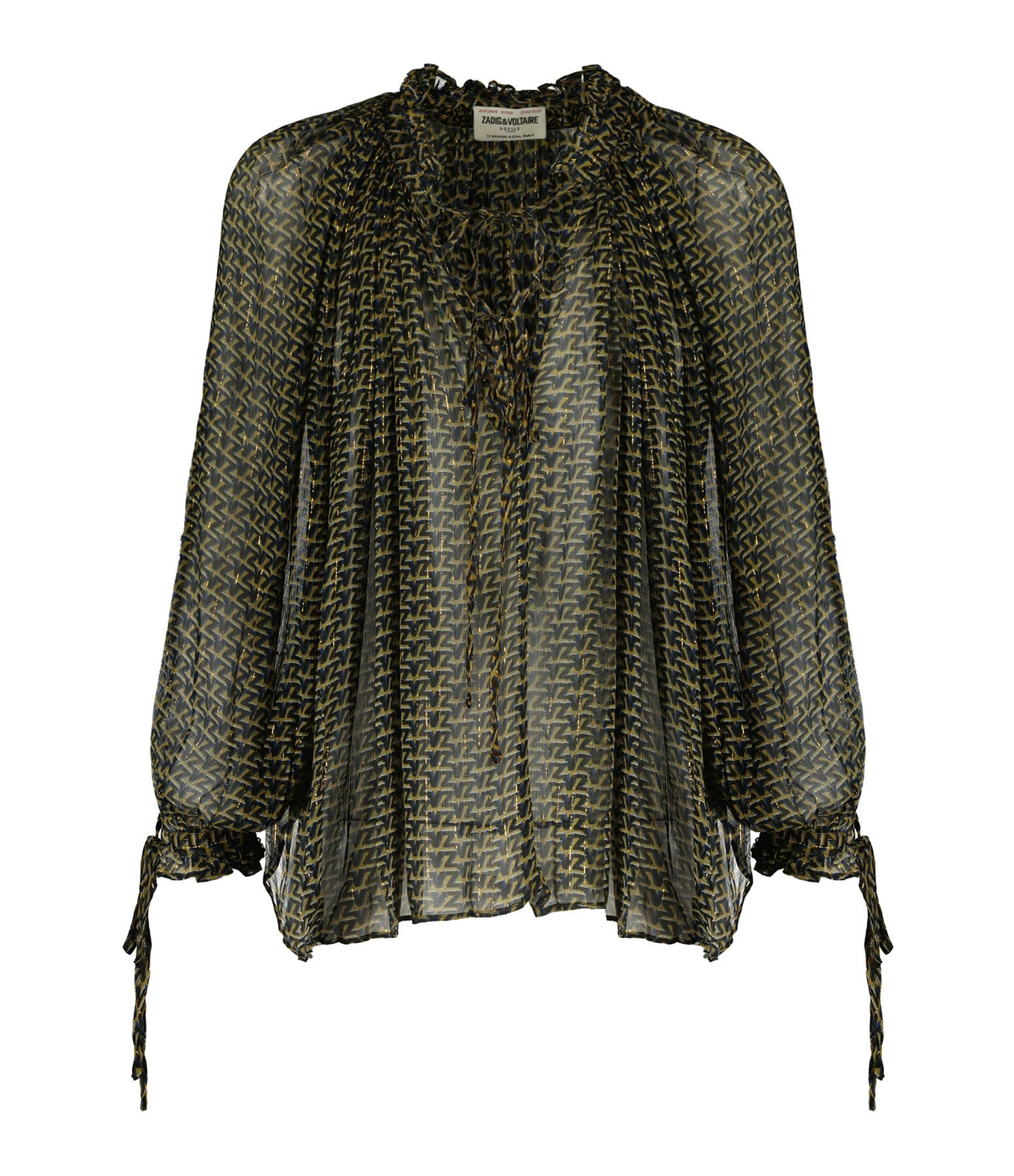 Zadig & Voltaire Blouse Tocade Mousseline Lurex Kaki 1 Zadig & Voltaire Blouse Tocade Mousseline Lurex Kaki