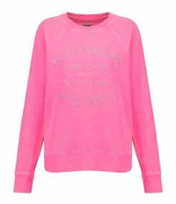 Majestic Filatures shop 18 Zadig & Voltaire Sweatshirt Upper Blason Coton Rose Fluo
