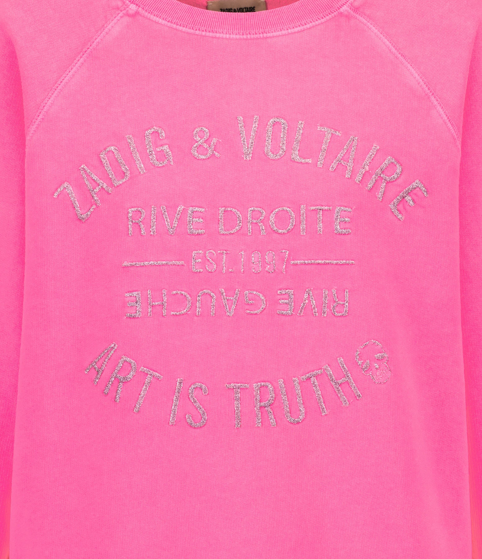 Zadig & Voltaire Sweatshirt Upper Blason Coton Rose Fluo 2 Zadig & Voltaire Sweatshirt Upper Blason Coton Rose Fluo – Image 2