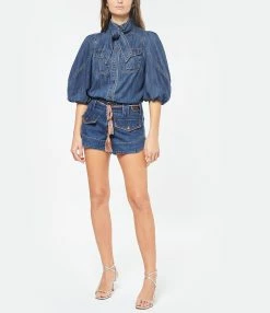 Zimmermann Short Tiggy Denim Bleu -Majestic Filatures shop zimme look20221110 204 1