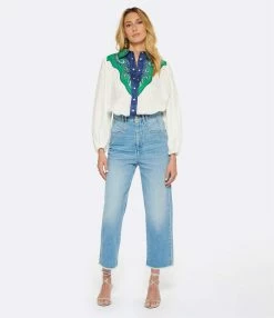 Zimmermann Chemise Tiggy Lin Ivoire Bleu Vert -Majestic Filatures shop zimme look20221129 15