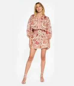 Zimmermann Short Vitali Lin Fleuri Sépia -Majestic Filatures shop zimme look20221129 386 1