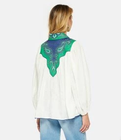 Zimmermann Chemise Tiggy Lin Ivoire Bleu Vert -Majestic Filatures shop zimme look20221129 9