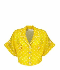 Zimmermann Chemise High Lin Pois Jaune Crème
